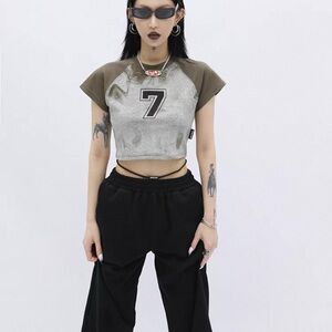 Dance Stylish Gray and Olive Women's Crop Top Tee